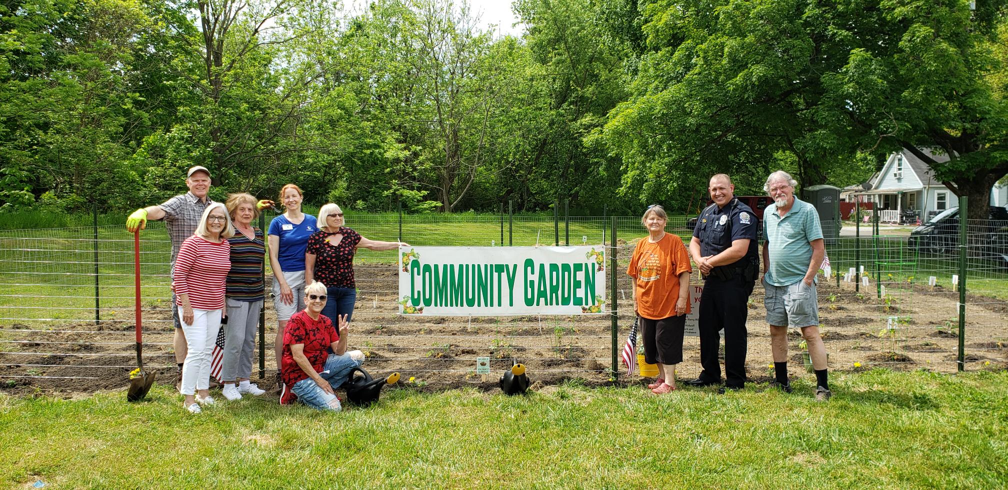 Volunteers at the community garden